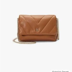 Victoria's Secret mini convertible Brown Quilted Crossbody Bag